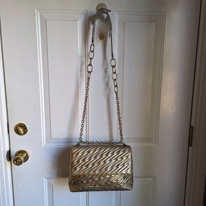 Vivienne Westwood Gold Leather Coventry Medium Lightning Bolt Bag with Chain Str